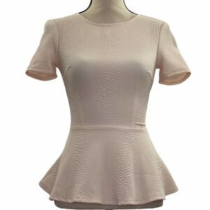 H&m Divided Cream Textured Peplum Blouse Size 2